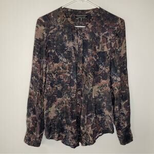 Peruvian Connection Collarless Button Down Shirt Size XS